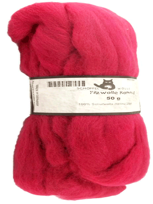 Filzwolle Kammzug Uni - Blalila Fuchsia - Farbe 2681