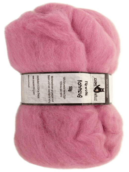 Filzwolle Kammzug Uni - Rose - Farbe 2140