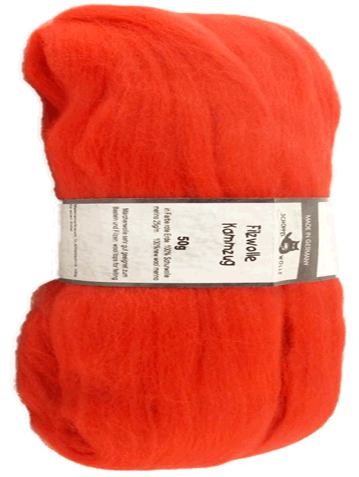 Filzwolle Kammzug Uni - Rote Erde - Farbe 2283